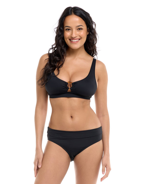 Bas de bikini Mid Waist Fold Over - NOIR